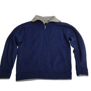 Peruvian Link Alpaca Collection 100% Alpaca Thick Quarter Zip Sweater Navy Sz M